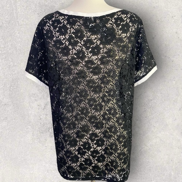 TORRID Lace Ringer Crew Neck T-Shirt Women’s Size L -12 (Torrid 0) Black - Picture 6 of 10